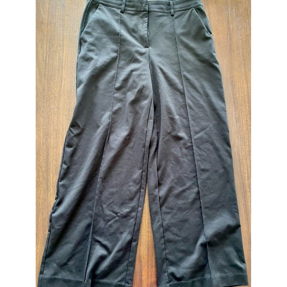 Ichi Black Front-Seam Wide-Leg Women's Pants - Large (30” inseam)
